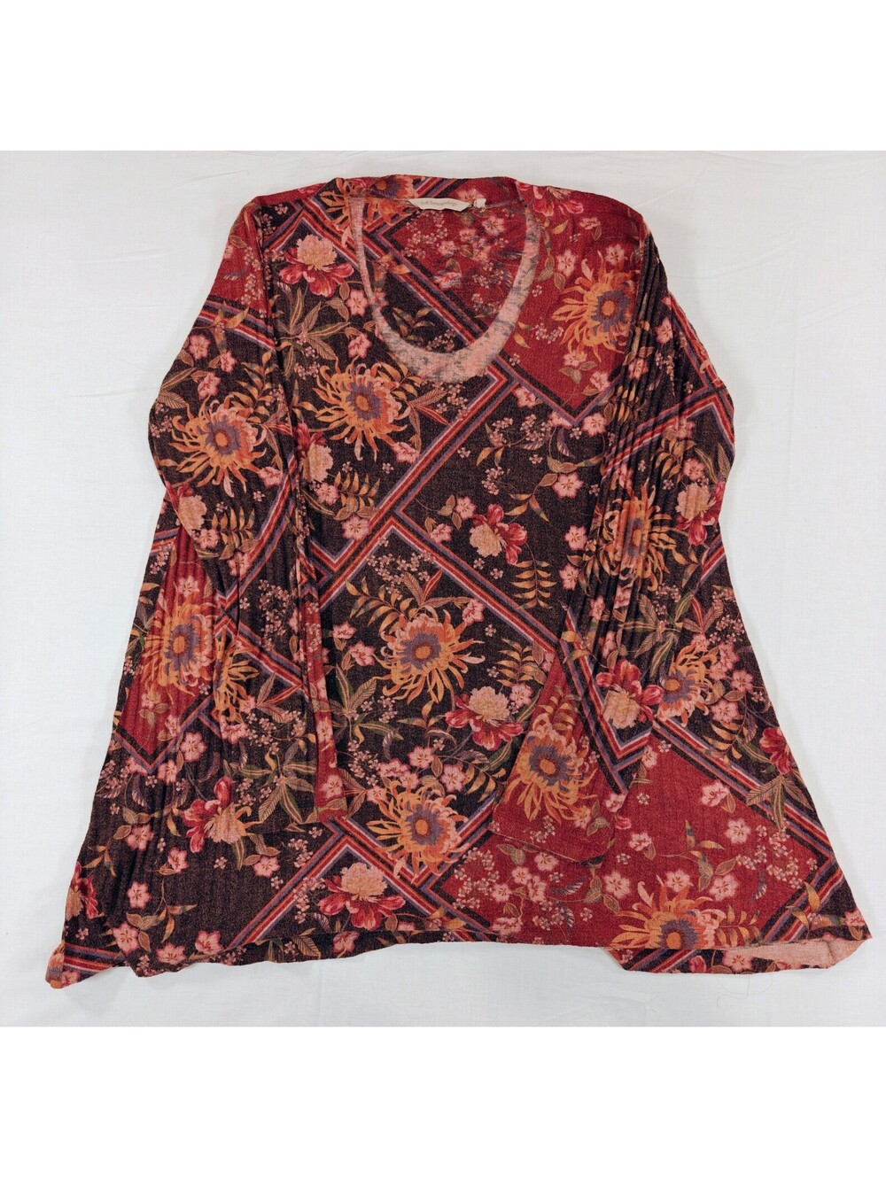Soft Surroundings Women's Floral Pattern Long Sleeve Tunic Top Size XL